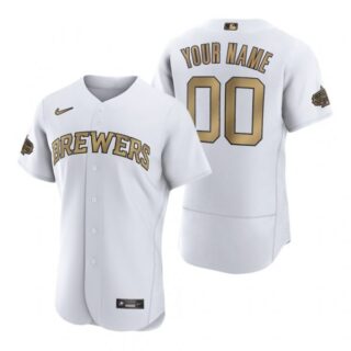 Men's Flex Base Custom Milwaukee Brewers 2022 MLB All-Star Game White Stitched Jersey