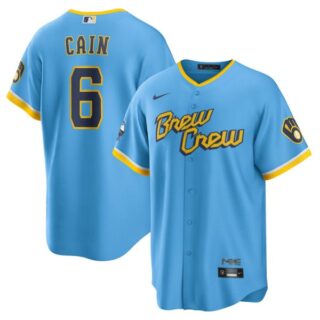 Youth Milwaukee Brewers Lorenzo Cain Brew Crew City Connect Powder Blue Stitched Jersey
