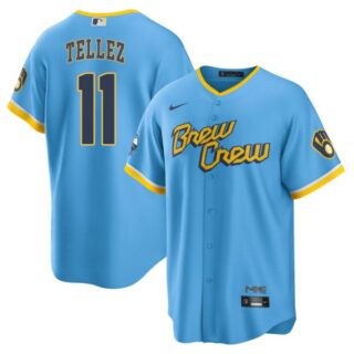 Youth Milwaukee Brewers Rowdy Tellez Brew Crew City Connect Powder Blue Stitched Jersey