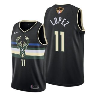 Men's #11 Brook Lopez Milwaukee Bucks 2021 NBA Finals Jersey Statement White