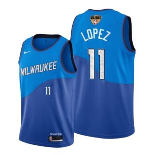 Men's #11 Brook Lopez Milwaukee Bucks 2021 NBA Finals Jersey Blue