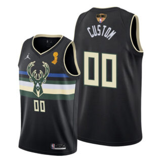 Youth Custom Milwaukee Bucks 2021 NBA Finals Champions Jersey Black Statement