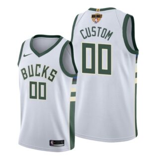 Men's Custom Milwaukee Bucks 2021 NBA Finals Jersey White Association