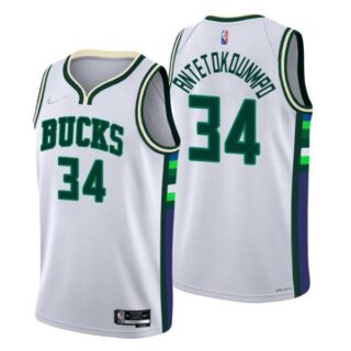 Men's Giannis Antetokounmpo Milwaukee Bucks 75th Anniversary Diamond Jersey White City
