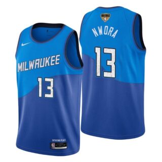 Men's #13 Jordan Nwora Milwaukee Bucks 2021 NBA Finals Jersey Blue