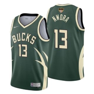 Men's #13 Jordan Nwora Milwaukee Bucks 2021 NBA Finals Jersey Green Earned