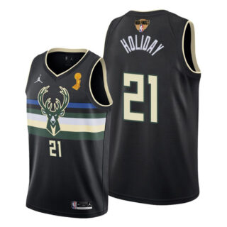 Youth Jrue Holiday Milwaukee Bucks 2021 NBA Finals Champions Jersey Black Statement