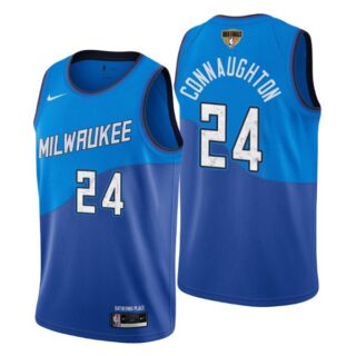 Men's #24 Pat Connaughton Milwaukee Bucks 2021 NBA Finals Jersey Blue