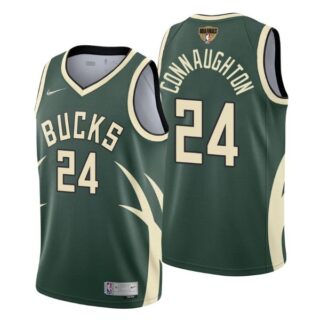 Men's #24 Pat Connaughton Milwaukee Bucks 2021 NBA Finals Jersey Green Earned