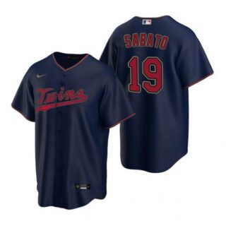 Men's Aaron Sabato Minnesota Twins Cool Base Jersey Navy