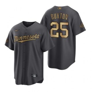 Men's Cool Base Byron Buxton Minnesota Twins 2022 MLB All-Star Game Charcoal Black Stitched Jersey