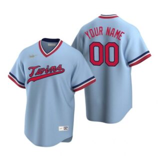 Men's Custom Minnesota Twins Cool Base Jersey Light Blue Cooperstown