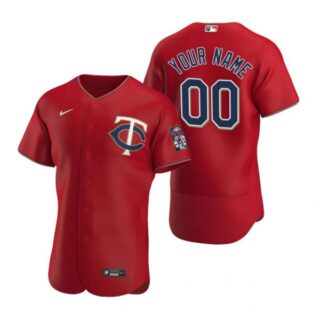 Men's Custom Minnesota Twins Flex Base Jersey Red
