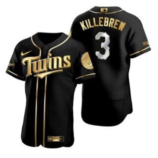 Men's Harmon Killebrew Minnesota Twins Flex Base Jersey Black Golden