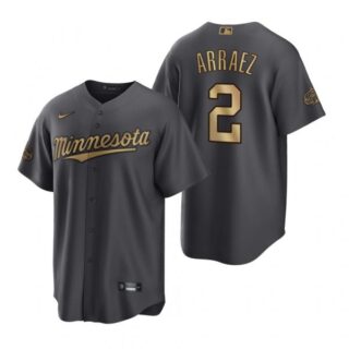 Men's Cool Base Luis Arraez Minnesota Twins 2022 MLB All-Star Game Charcoal Black Stitched Jersey