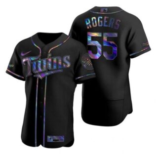 Men's Taylor Rogers Minnesota Twins Flex Base Jersey Black Holographic