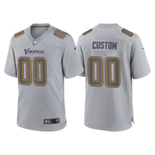 Men's Minnesota Vikings Custom Gray Atmosphere Fashion Stitched Jersey