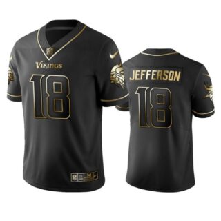 Men's Justin Jefferson Minnesota Vikings Golden Limited Stitched Jersey Black