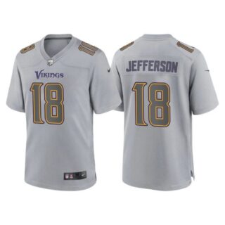 Men's Minnesota Vikings Justin Jefferson Gray Atmosphere Fashion Stitched Jersey