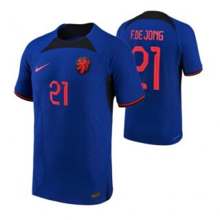 Youth Frenkie De Jong Netherlands National Team Blue Away 2022-23 Jersey
