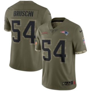 Youth Tedy Bruschi New England Patriots Olive 2022 Salute To Service Jersey Stitched