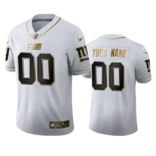 Men's Custom New York Giants Golden Limited Stitched Jersey White