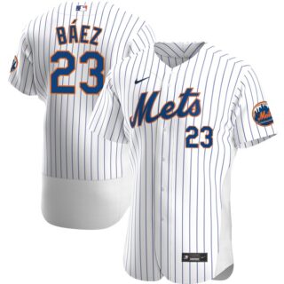 Men's Javier Baez New York Mets Flex Base Jersey - Stitched White