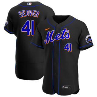 Men's - Flex Base New York Mets Tom Seaver Black Throwback Jersey - Stitched