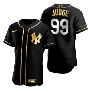 Men's Aaron Judge New York Yankees Flex Base Jersey Black Golden