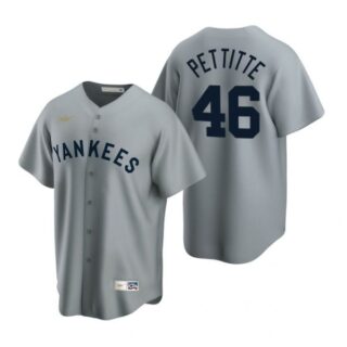Men's Andy Pettitte New York Yankees Cool Base Jersey Gray Cooperstown