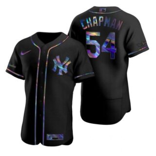 Men's Aroldis Chapman New York Yankees Flex Base Jersey Black Holographic