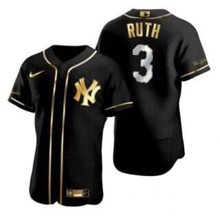 Men's Babe Ruth New York Yankees Flex Base Jersey Black Golden