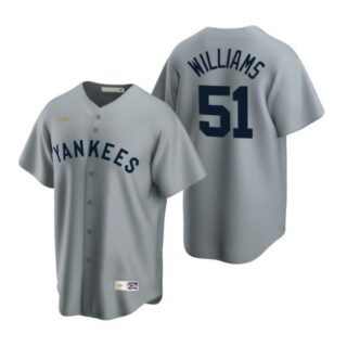 Men's Bernie Williams New York Yankees Cool Base Jersey Gray Cooperstown