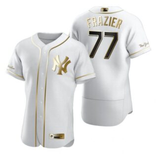 Men's Clint Frazier New York Yankees Flex Base Jersey White Golden