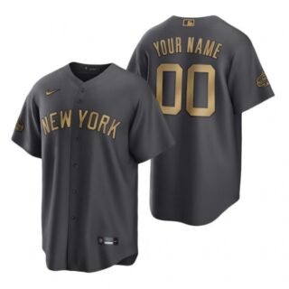 Men's Cool Base Custom New York Yankees 2022 MLB All-Star Game Charcoal Black Stitched Jersey