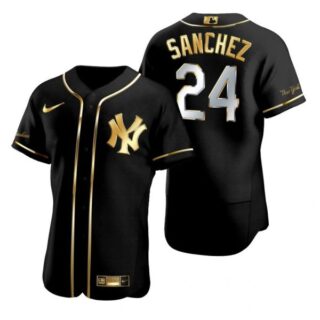 Men's Gary Sanchez New York Yankees Flex Base Jersey Black Golden