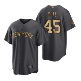 Men's Cool Base Gerrit Cole New York Yankees 2022 MLB All-Star Game Charcoal Black Stitched Jersey