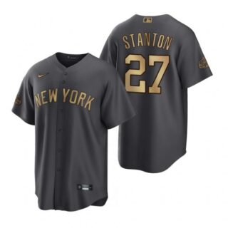 Men's Cool Base Giancarlo Stanton New York Yankees 2022 MLB All-Star Game Charcoal Black Stitched Jersey