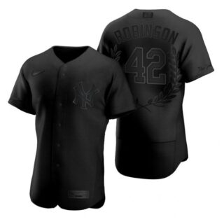 Men's Jackie Robinson New York Yankees Flex Base Jersey Black Award