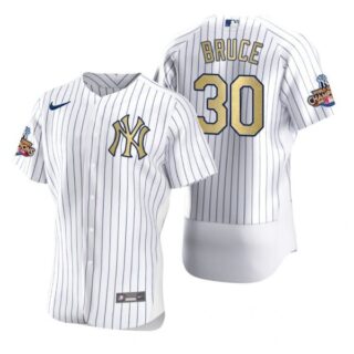 Men's Jay Bruce New York Yankees White Gold World Series Champions Jersey White Gold WS