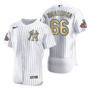 Men's Kyle Higashioka New York Yankees White Gold World Series Champions Jersey White Gold WS