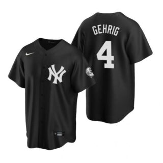 Men's Lou Gehrig New York Yankees Cool Base Jersey Black