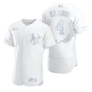 Men's Lou Gehrig New York Yankees Flex Base Jersey White Award