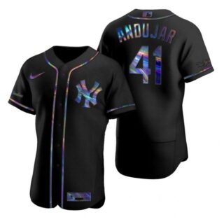 Men's Miguel Andujar New York Yankees Flex Base Jersey Black Holographic