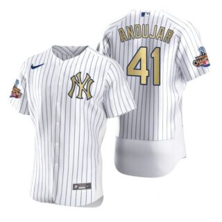 Men's Miguel Andujar New York Yankees Flex Base Jersey White Gold WS