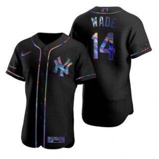 Men's Tyler Wade New York Yankees Flex Base Jersey Black Holographic