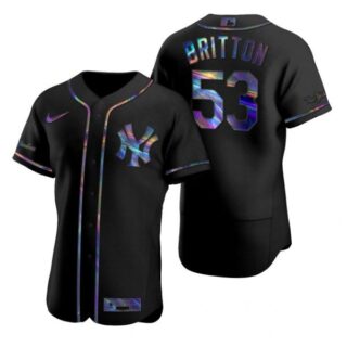 Men's Zack Britton New York Yankees Flex Base Jersey Black Holographic