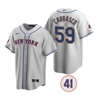 Men's #59 Carlos Carrasco New York Mets Royal Jersey Cool Base Gray