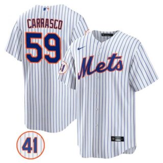 Men's #59 Carlos Carrasco New York Mets Royal Jersey Cool Base White