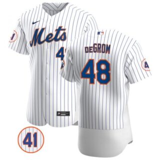 Men's #48 Jacob deGrom New York Mets Gray Jersey Flex Base White